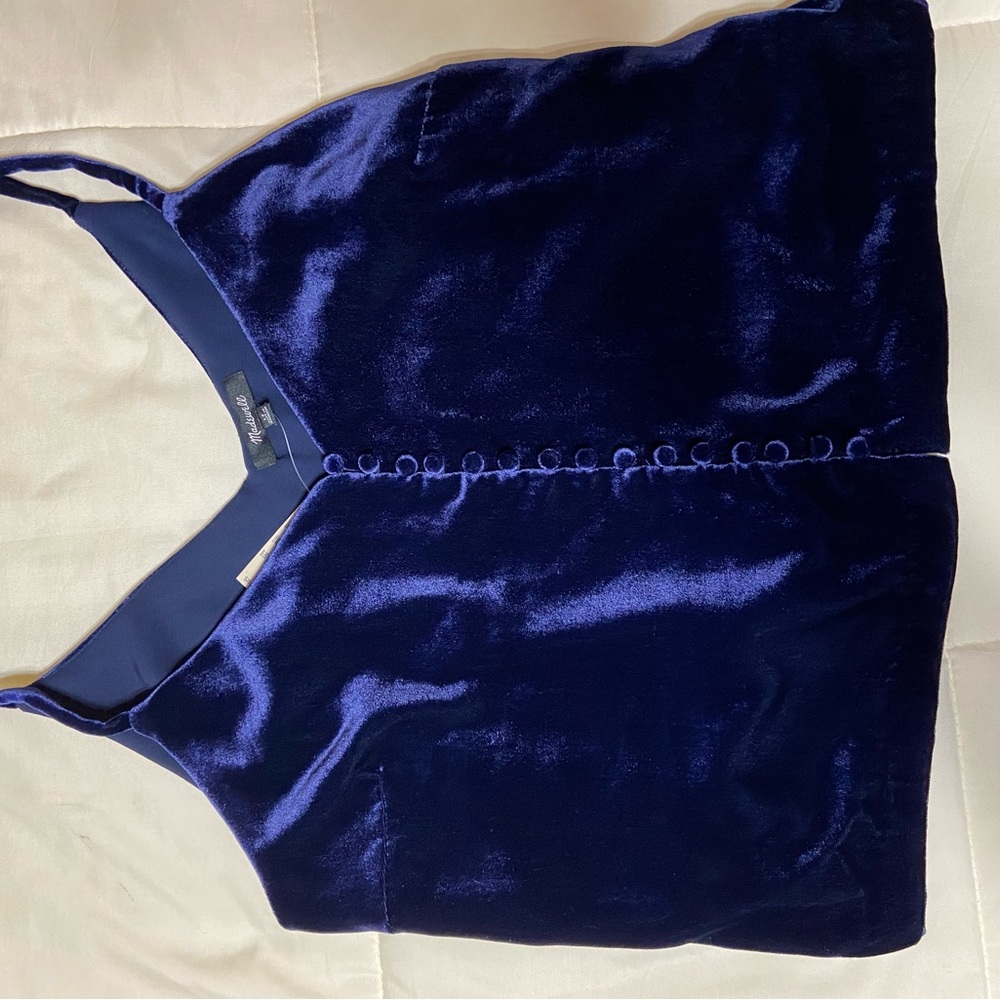 Madewell blue velvet crop top with buttons - Size 12